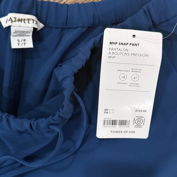 Athleta MVP Snap Pant Maritime Blue Small Petite new with tags track pant - Picture 8 of 9